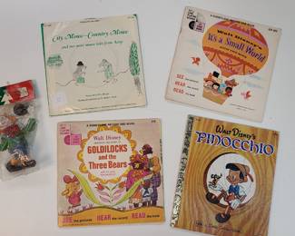 vtg childrens books with vinyl 45s