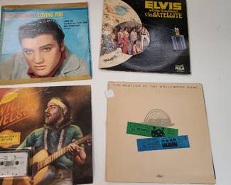 Vintage Elvis & Beatles music vinyls