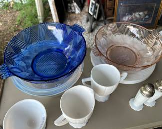 Hazel Atlas Starlight Depression Glass - Cobalt & Pink