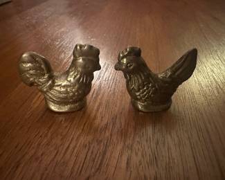 Miniature brass chickens
