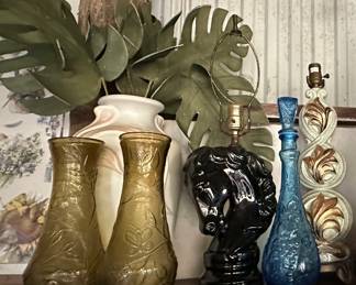 Mid-Century Italian bottles/vases, MCM Lamp, Haeger Horse Lamp