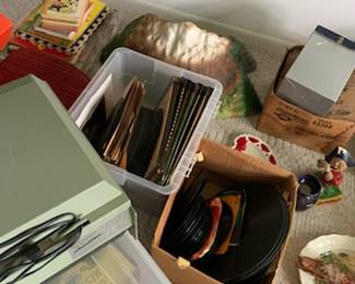 Many old time vinyl records.