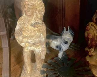 Small plaster native American figure. (12-18" tall)