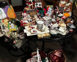 Whole room stuffed with Christmas, Easter, Halloween, birthday decorations