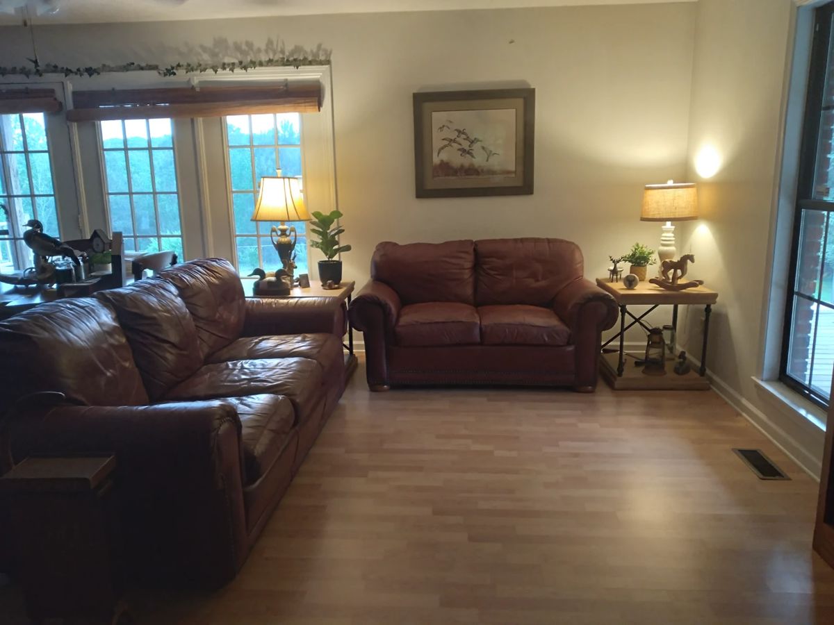 Leather Sofa full size rust color with rustic look, great condition. Full Size Sofa only. Lot#2 Matches love seat.