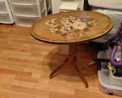 Tilt Top Tea Table, with Beautiful Painted Flowers on top, nice for limited space or to set up for daily use.