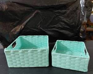 Turquoise Decorative Square Baskets, large & small