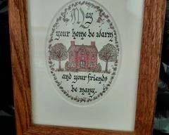 Picture Frame, Oak, Matted 5x7, "May your home be warm and your friends be many".