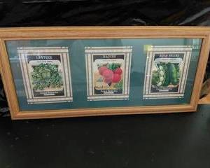 Picture Frame, Oak, Picture Card Seed Co., Lettuce, Radish, Bush Beans, 10x21,