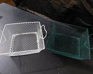 2 Decorative Baskets White and Green