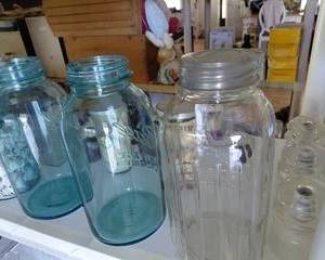 Antique 1923-1933 Blue Ball Perfect Mason Jars, (2) Half Gallon, no lids, no chips, cracks, numbers on bottom 6 & 15.