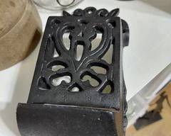 Vintage Cast Iron Black Ornate Kitchen Match Holder with screws.