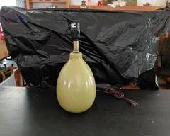 Balloon style lamp, olive color, no shade.