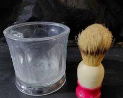 Vintage shaving mug and brush, no chips or cracks, great decorative item or to use if so desired.