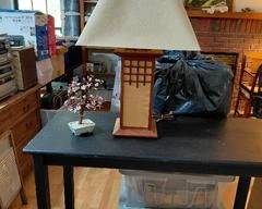 Vintage Oriental Lamp with nice shade, top and bottom both light up. great condition. Cherry Tree shown in Lot#144.