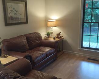 Leather Love Seat, Rustic Style Rust Color, Matches Lot#1 but sold separately.