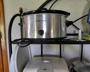 Stainless Crock Pot with removable bowl, large size, small dent and scratch on one side.