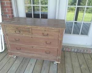 Vintage or Antique Chippy Wood Dresser made from Oak, Hanging Mirror. This is vintage dresser and antiques mirror, very cute rustic matching pair, dresser is on temporary caster but are included.
