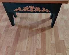 Bench Seat -Beautiful Dark Green and Knotted Pine Top and decorative front with storage for sheet music, etc.