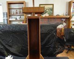 Wood Antiques Telephone Table with pullout and place for telephone books, fair condition.