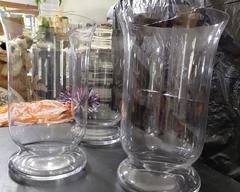 3-Large Glass Flower Vases, no chip, cracks or other damage.