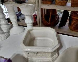 White Ceramic Decorative Square Container.