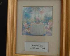 Picture Frame, Gold Frame, Matted 5x6, "Friends are a gift from God".