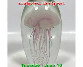 Lot 506 Art glass jellyfish sculpture. Unsigned.