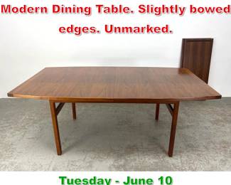 Lot 448 Jens Risom Mid Century Modern Dining Table. Slightly bowed edges. Unmarked.