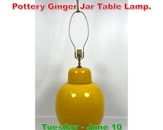 Lot 588 Bright Yellow Glazed Pottery Ginger Jar Table Lamp.
