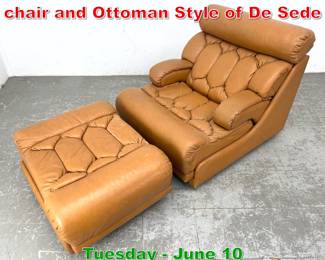 Lot 764 1970s Tan Leather Lounge chair and Ottoman Style of De Sede