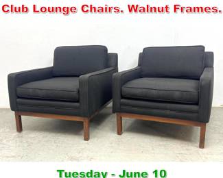 Lot 702 Pr Florence Knoll style Club Lounge Chairs. Walnut Frames. 