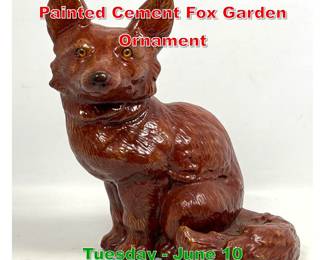 Lot 510 Painted cement. Vintage Painted Cement Fox Garden Ornament