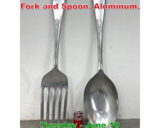 Lot 324 2pc Oversized Wall Art. Fork and Spoon. Aluminum.