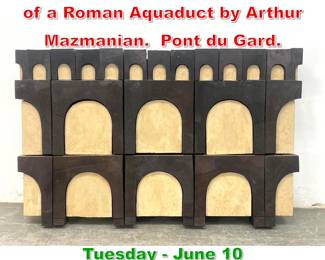 Lot 836 1965 Artisan Wall Hanging of a Roman Aquaduct by Arthur Mazmanian. Pont du Gard.