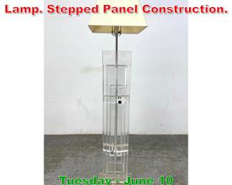 Lot 849 Modernist Lucite Floor Lamp. Stepped Panel Construction. 