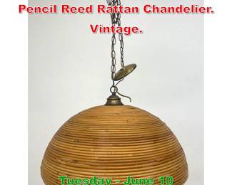 Lot 831 Gabriella Crespi Style Pencil Reed Rattan Chandelier. Vintage.