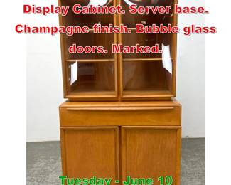 Lot 838 Heywood Wakefield China Display Cabinet. Server base. Champagne finish. Bubble glass doors. Marked.