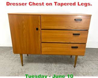 Lot 644 Danish Modern Small Dresser Chest on Tapered Legs.