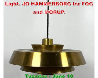 Lot 525 Nova Brass Hanging Lamp Light. JO HAMMERBORG for FOG and MORUP.