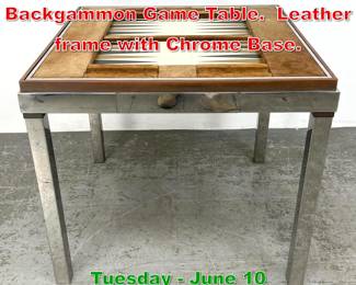 Lot 897 Willy Rizzo style Backgammon Game Table. Leather frame with Chrome Base.