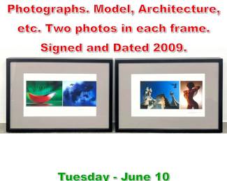 Lot 943 SAM HASKINS Photographs. Model, Architecture, etc. Two photos in each frame. Signed and Dated 2009.
