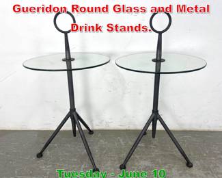Lot 490 Pair of Modern Italian Style Gueridon Round Glass and Metal Drink Stands.