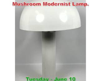 Lot 315 Tall White Enameled Metal Mushroom Modernist Lamp.