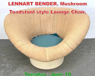 Lot 465 Korkus Lounge Chair by LENNART BENDER. Mushroom Toadstool style Lounge Chair.