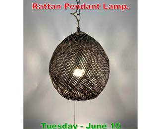Lot 778 Woven Triangular Pattern Rattan Pendant Lamp.
