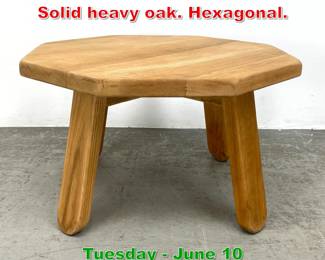 Lot 639 Dutch Oak Coffee table. Solid heavy oak. Hexagonal.