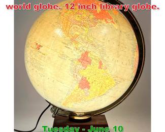 Lot 503 Replogle glass light up world globe. 12 inch library globe.