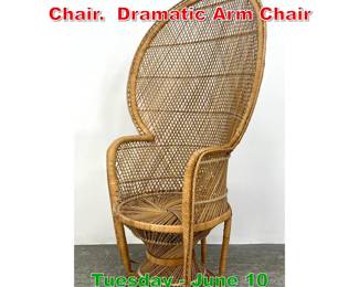 Lot 815 Woven Wicker Peacock Chair. Dramatic Arm Chair