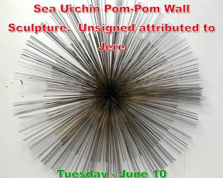 Lot 694 Mid Century Modern C Jere Sea Urchin PomPom Wall Sculpture. Unsigned attributed to Jere